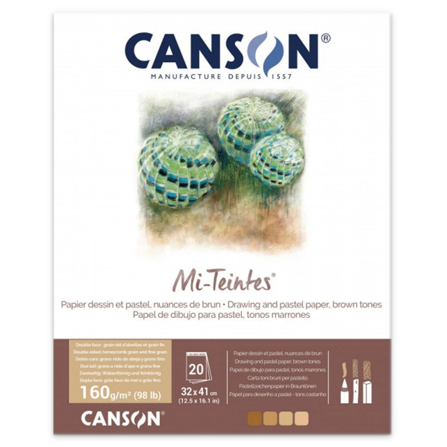 Canson Mi-Teintes 160gsm (98lb) 32x41cm - BROWN TONES