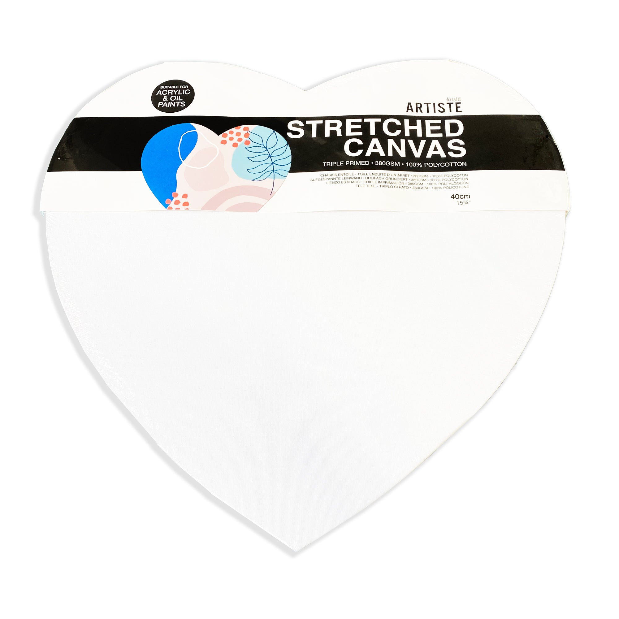 Docrafts Artiste Stretched Heart Canvas 40cm - 380gsm - Pack of 2 - Closeup