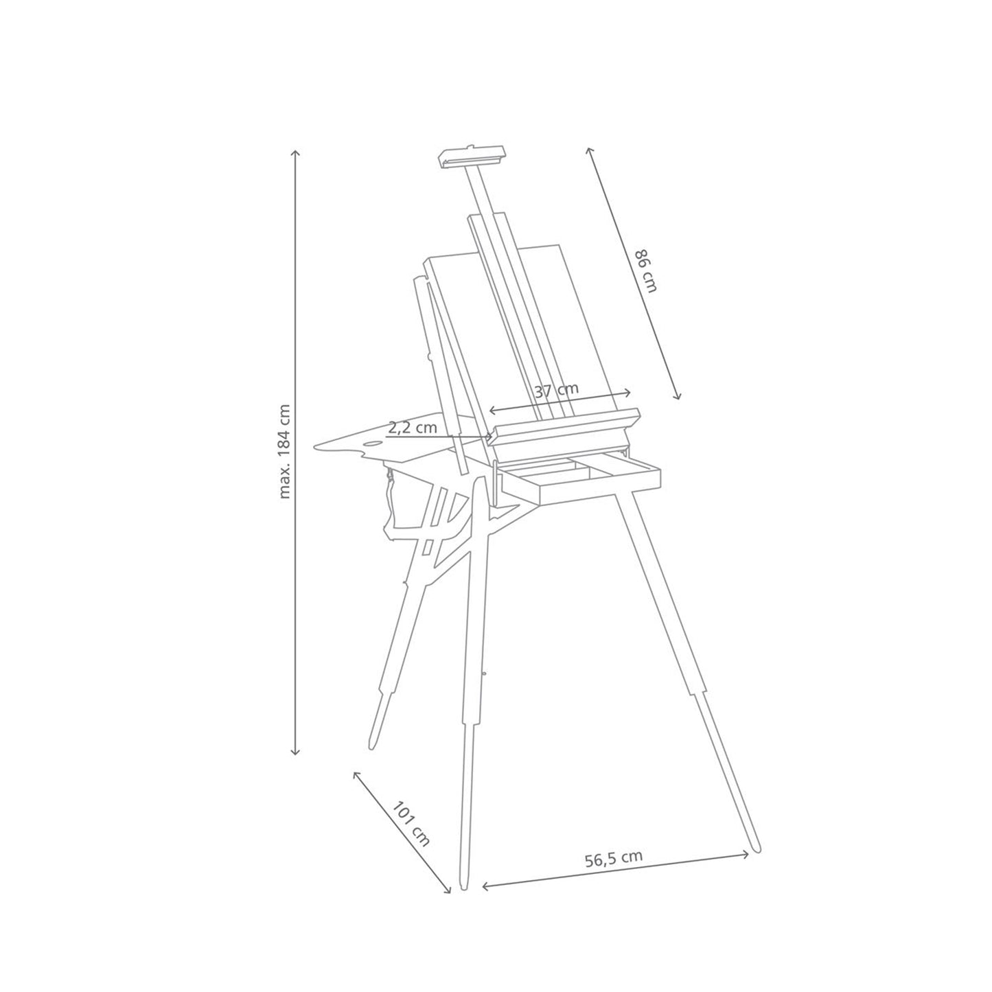 Jullian Box Easel - Product Dimensions