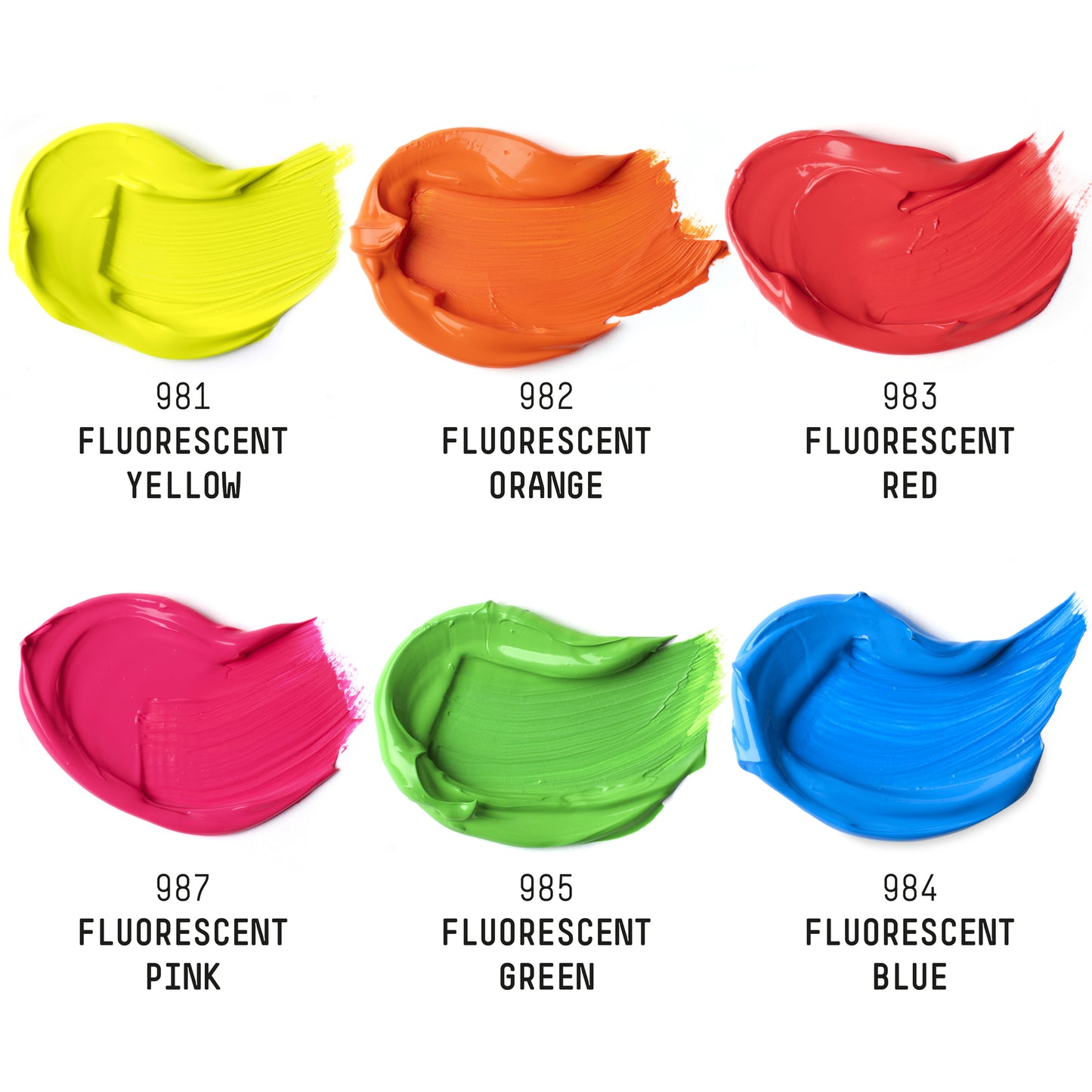 Liquitex HEAVY BODY - 59ml Tubes - Fluorescent Colour Swatches