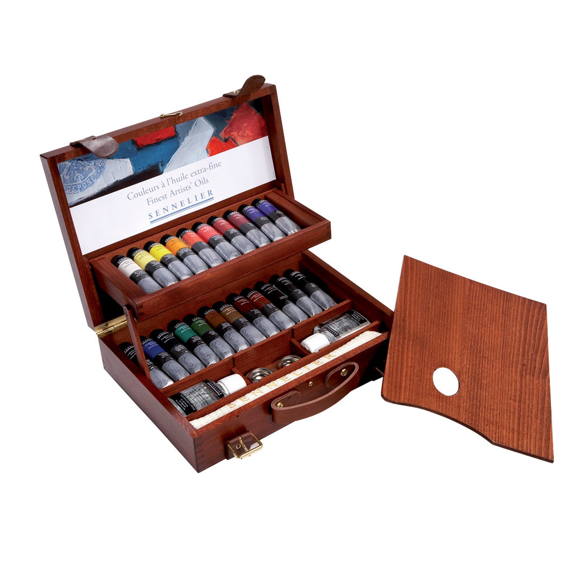 Sennelier Wooden Artists Oil Set of 22 Tubes- Includes Complimentary Artists Apron