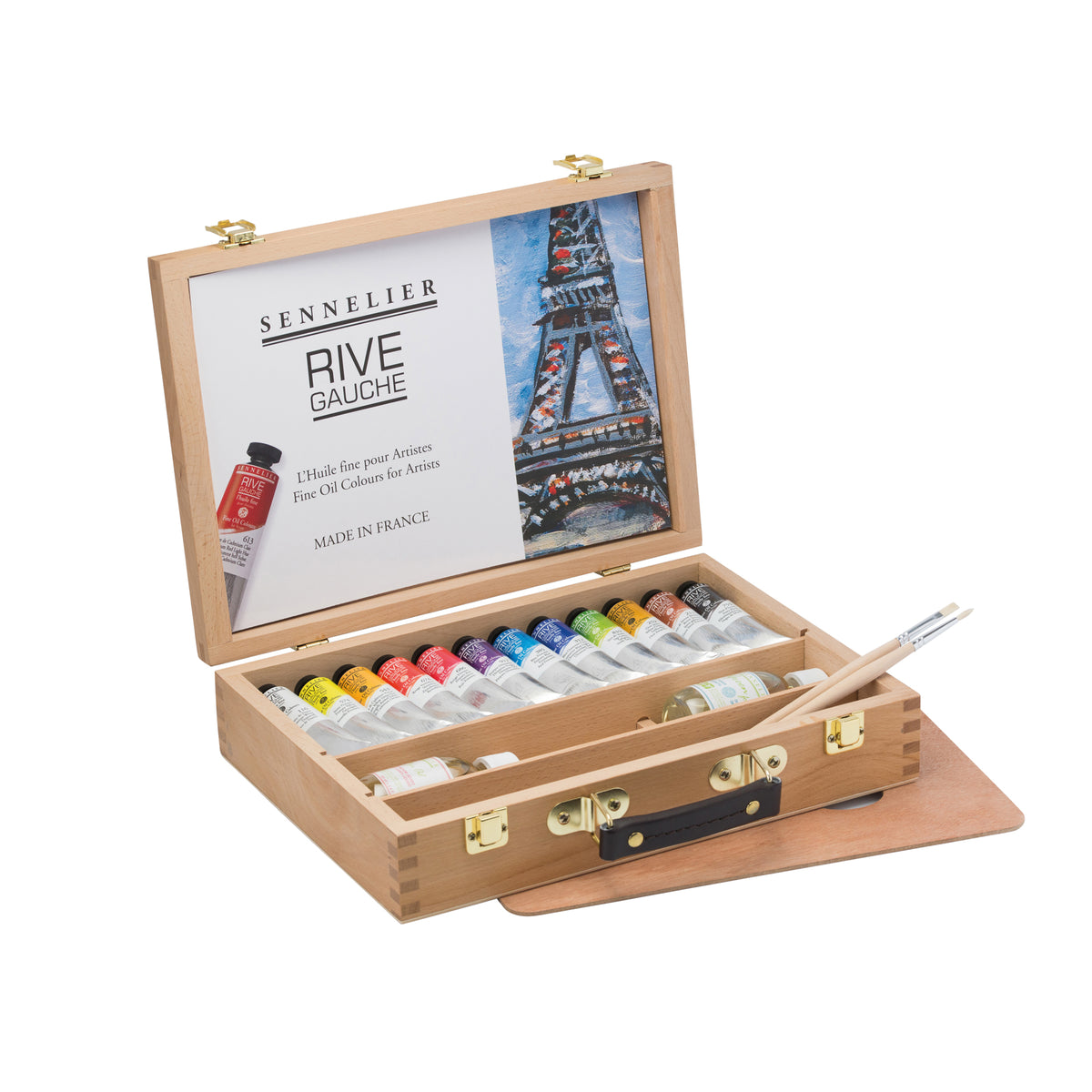 Sennelier Rive Gauche Wooden Box Set - Fast Drying Oils - 12 x 40ml &amp; Accessories