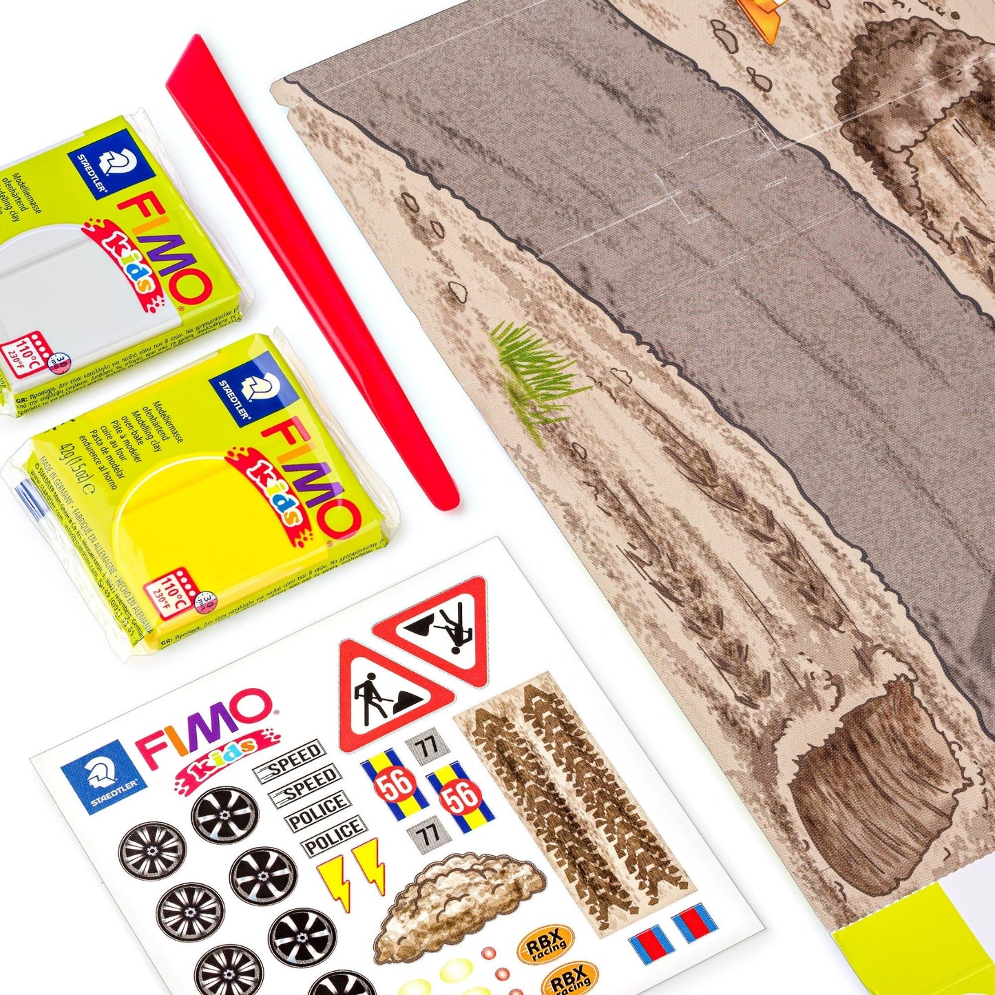 Staedtler FIMO Kids Clay Modelling Set - Construction Trucks Contents Closeup