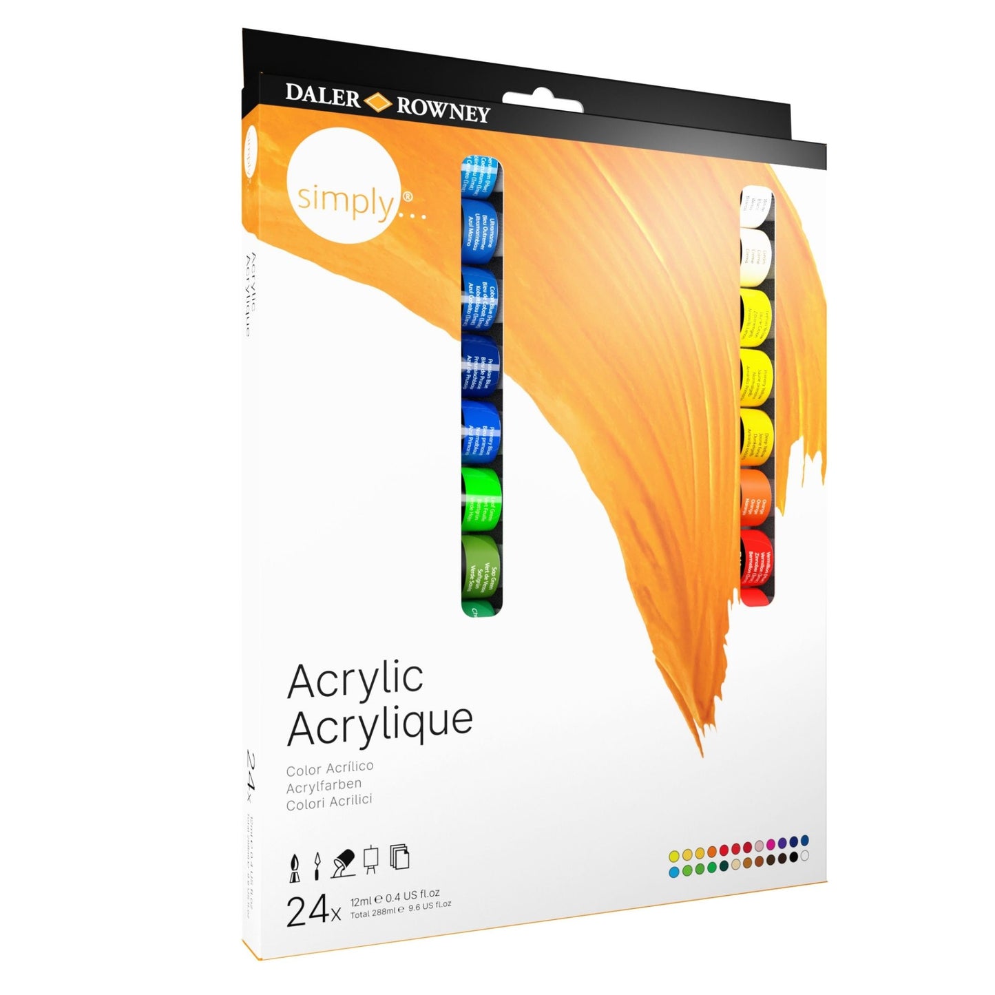 Daler-Rowney Simply Acrylic Paints - Set of 24 x 12ml Tubes