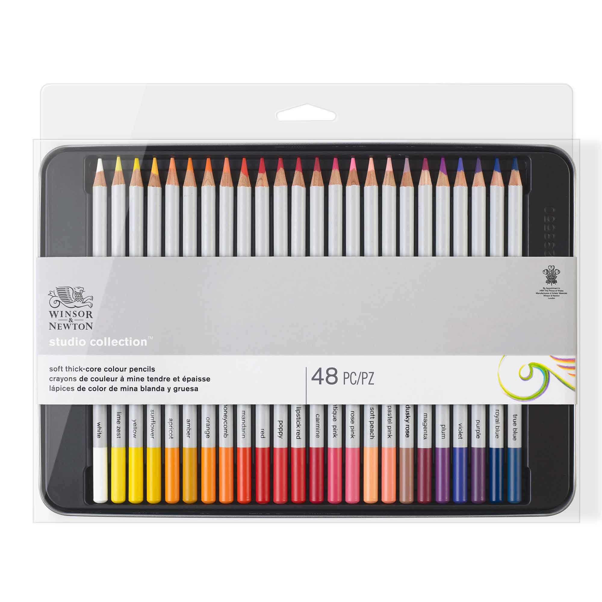 Winsor & Newton Studio Collection Soft Thick-Core Colour Pencils - Set of 48