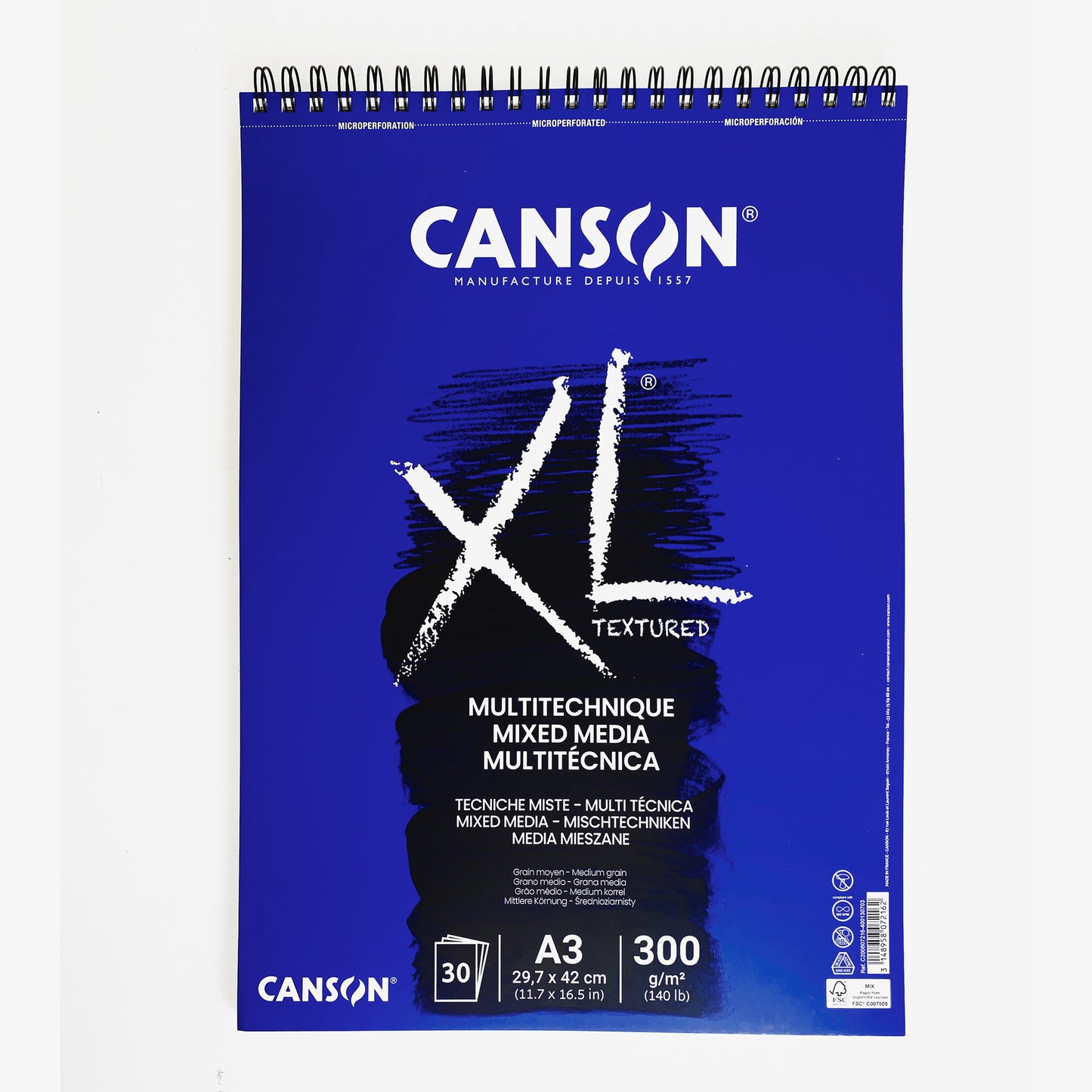 Canson XL Mixed Media Textured Spiral Pad 300gsm, A3
