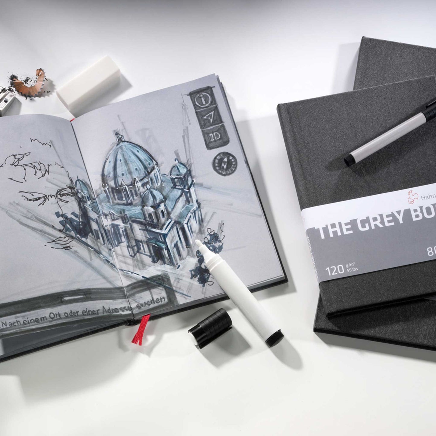 Hahnemühle 'The Grey Book' Sketchbooks with Sample Illustration Inside