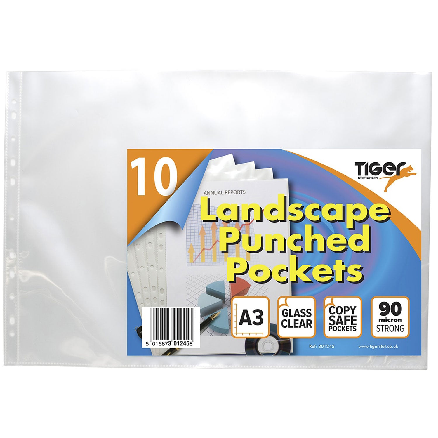 Tiger A3 Landscape Punched Pockets - Pack of 10