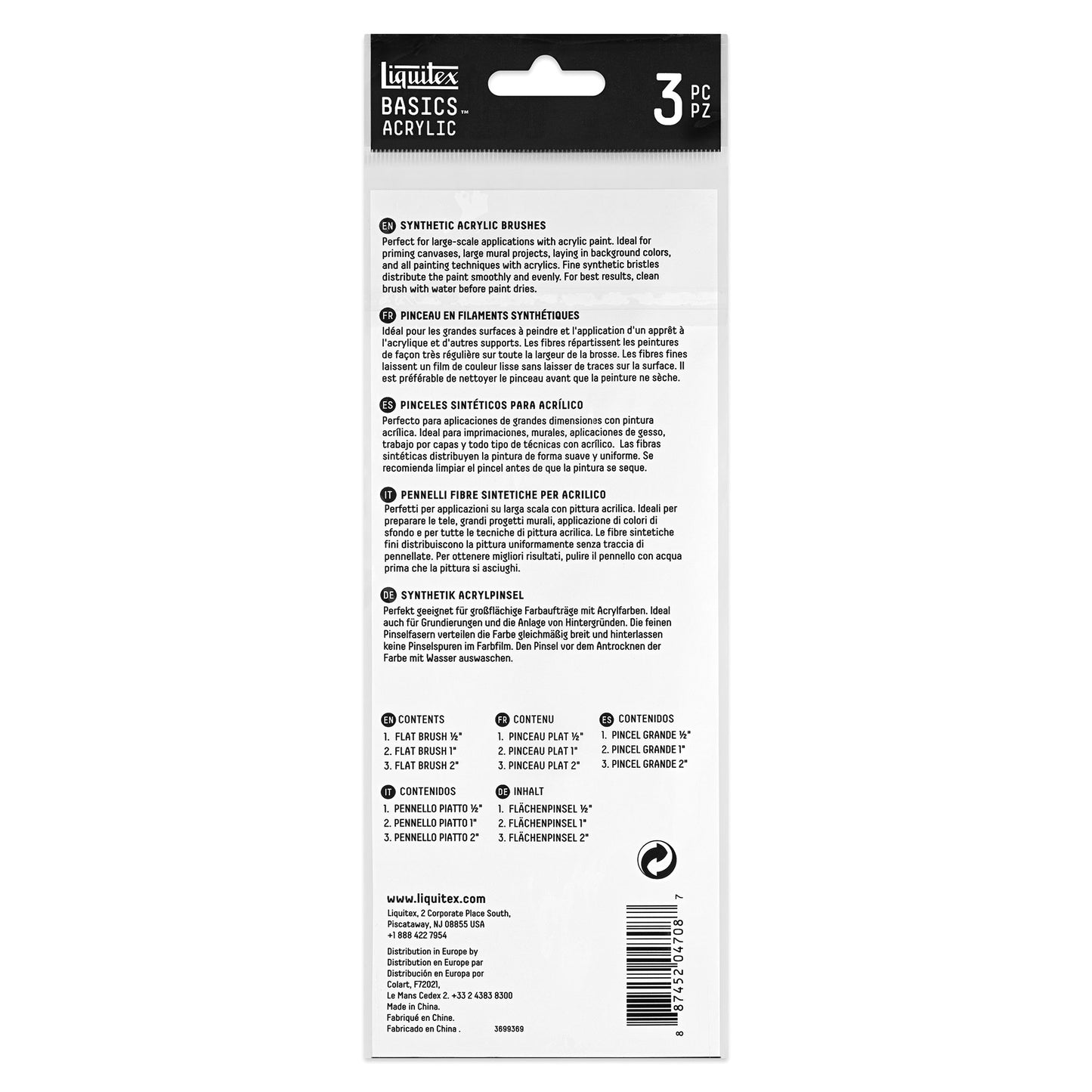 Liquitex Basics Synthetic Acrylic Brushes - Pack of 3