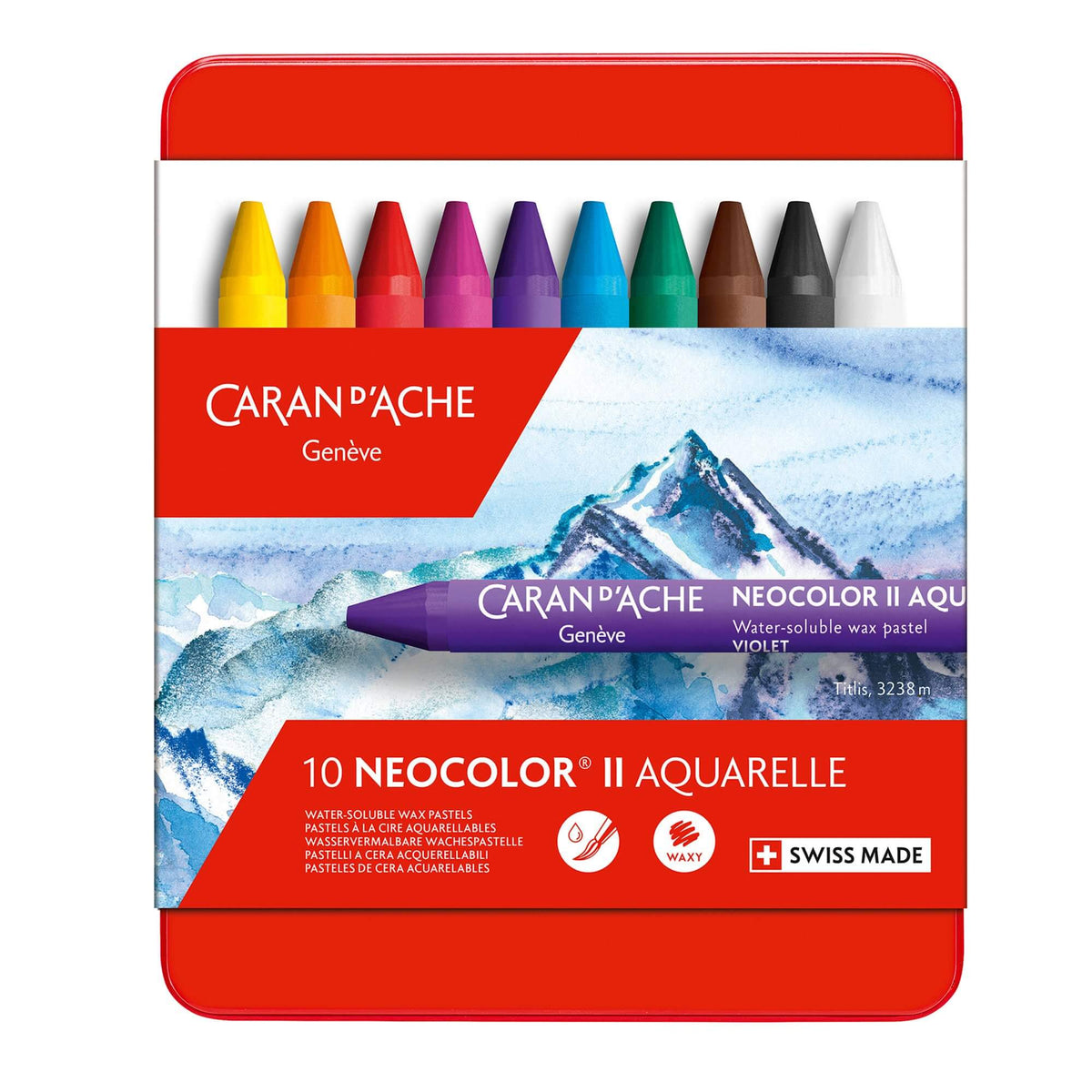 Caran d&#39;Ache Neocolour - Water Soluble Wax Pastels Set of 10