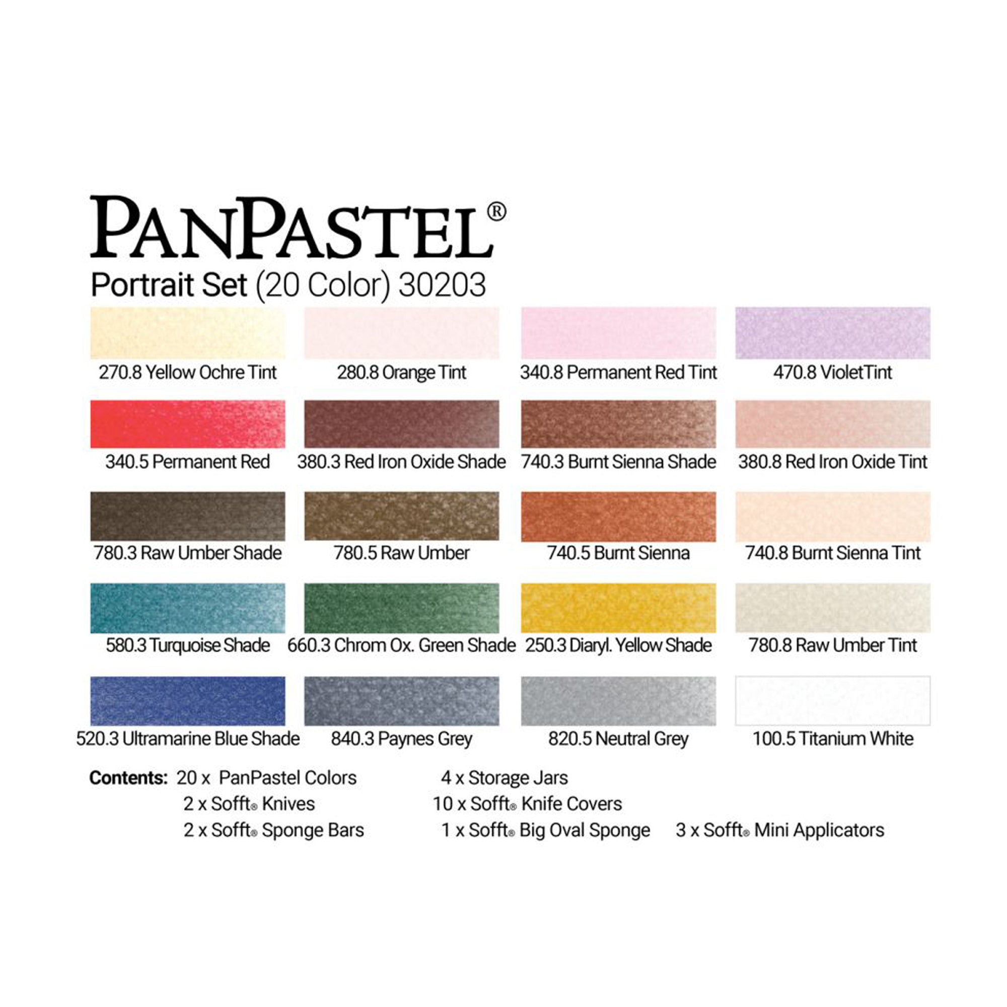 PanPastel Set - Portrait - 20 Colours Swatches