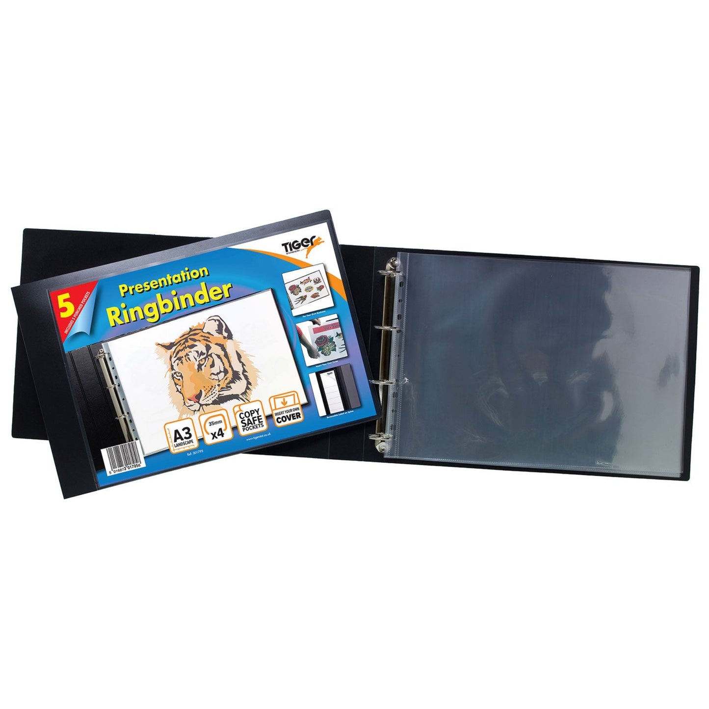 Tiger A3 Landscape Presentation 4 Ring Binder