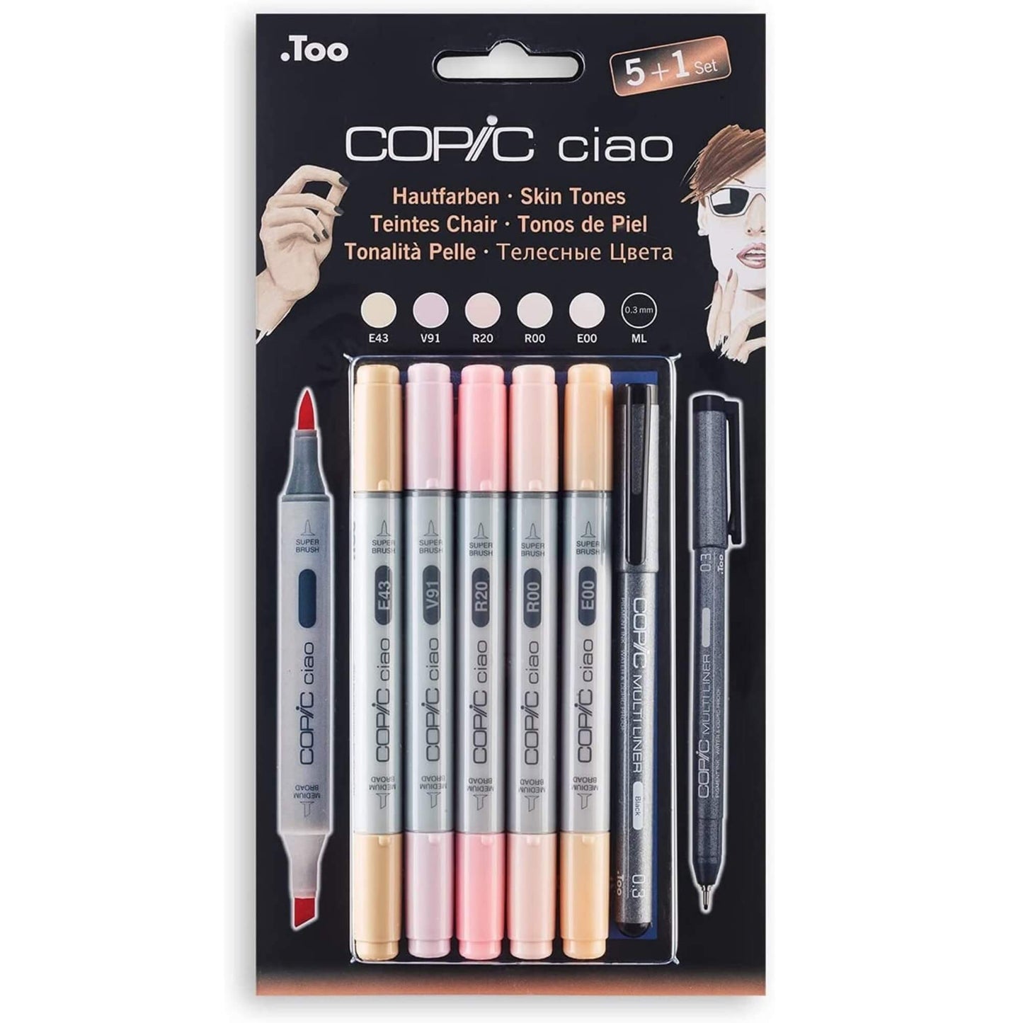 COPIC Ciao Marker 5+1 Skin Tones Set
