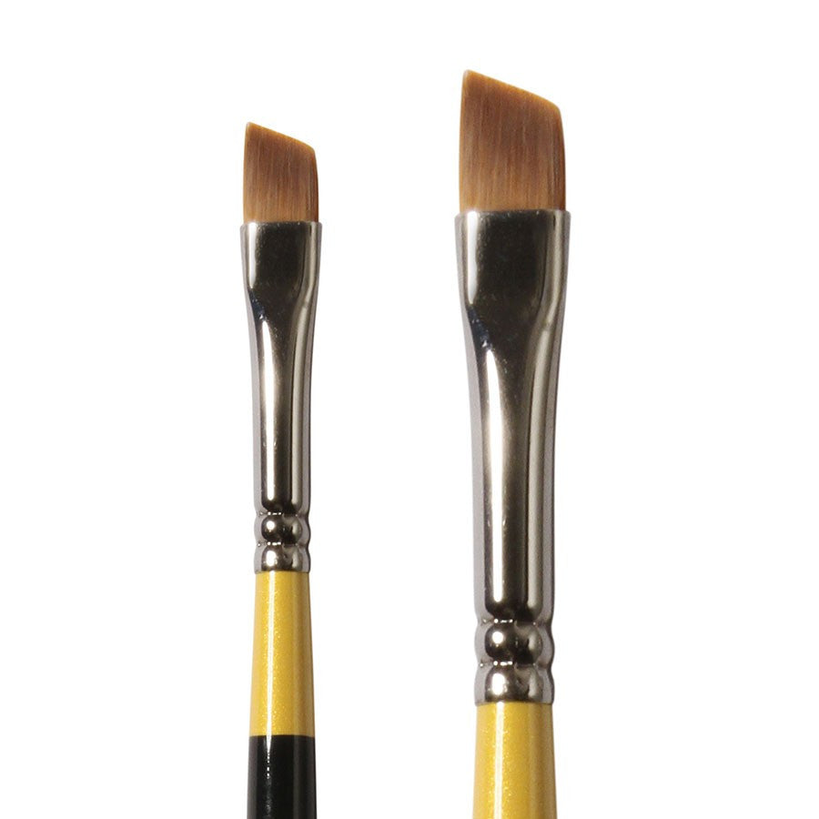 Daler-Rowney System 3 - Short Handled Angle Shader Brushes - SY57 pair of brushes with angled tips and stylish ferrules
