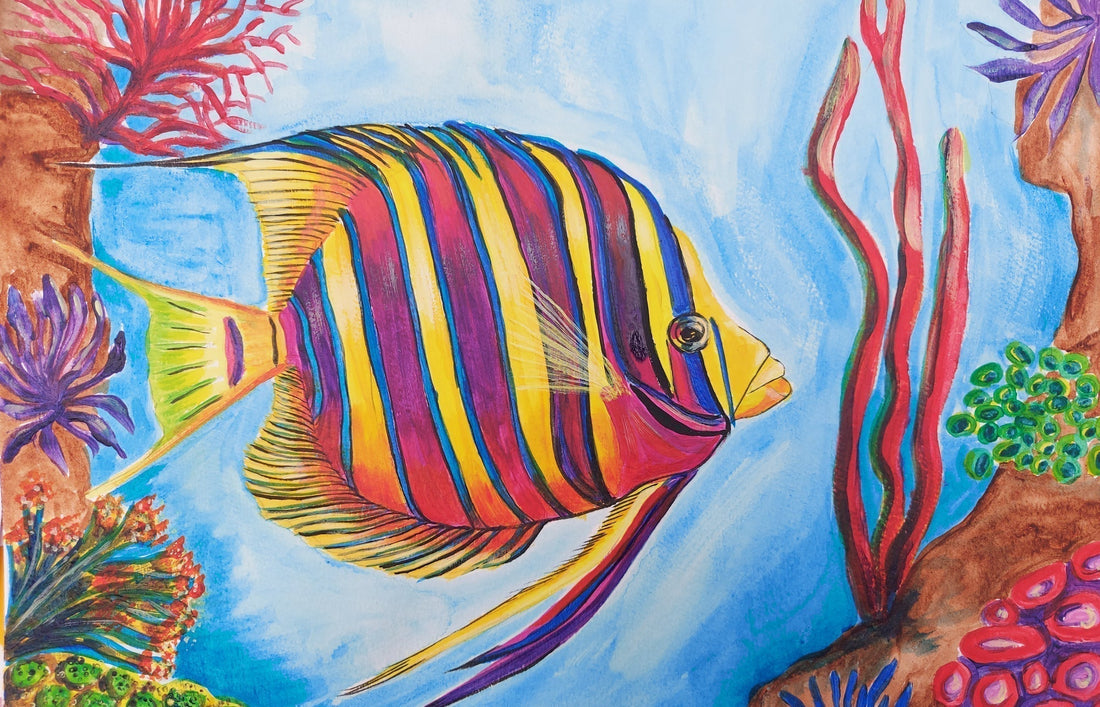 Painting of a colourful fish created by using ARTdiscount Acrylic paints
