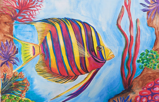 Painting of a colourful fish created by using ARTdiscount Acrylic paints