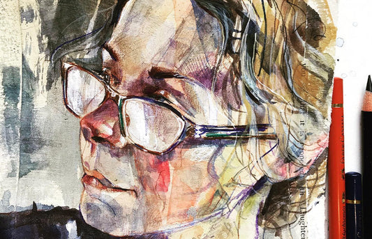 Self portrait image created in Mixed Media by artist Lucia Leyfield