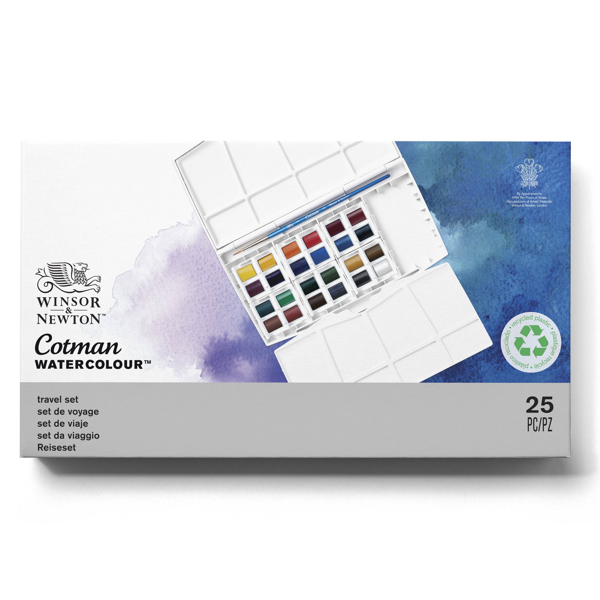 Winsor & Newton Cotman Watercolour Travel Set - 24 Half Pans + Cotman Brush
