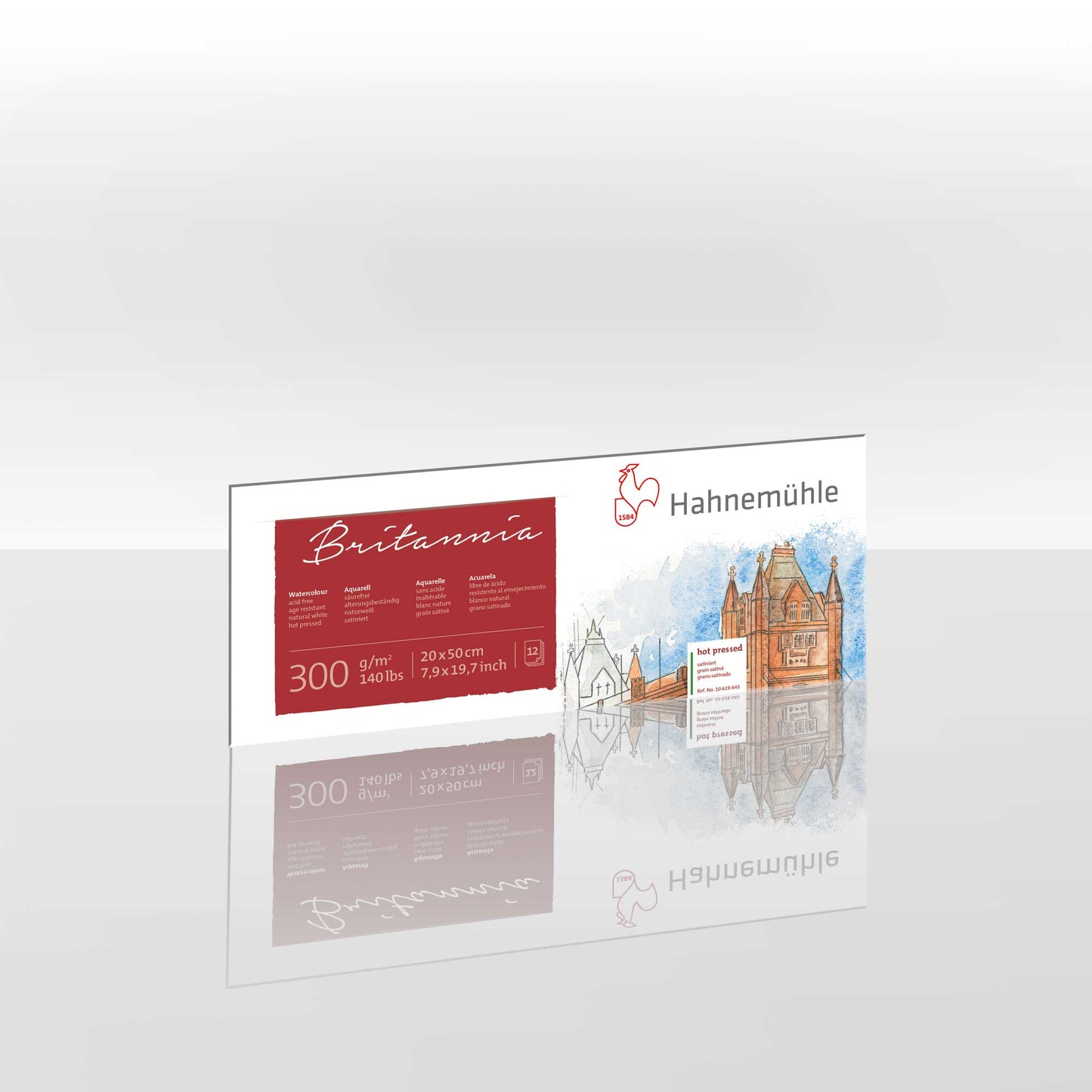 Hahnemühle Britannia Watercolour Paper 300gsm 20 x 50cm, 12 sheets for professional watercolour artists.