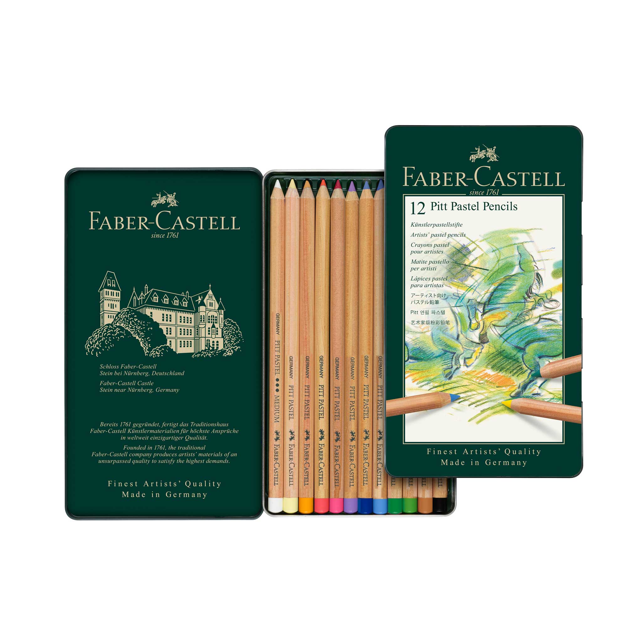 Faber-Castell Pitt PASTEL Pencil Metal Tin of 12 Pencils