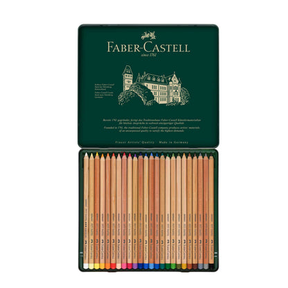 Faber-Castell Pitt PASTEL Pencil Metal Tin of 24 Pencils Box Open