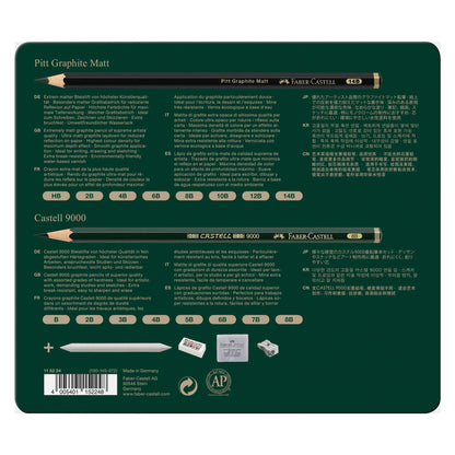Faber-Castell PITT Graphite Matt & Castell 9000 Pencils - Back of the box