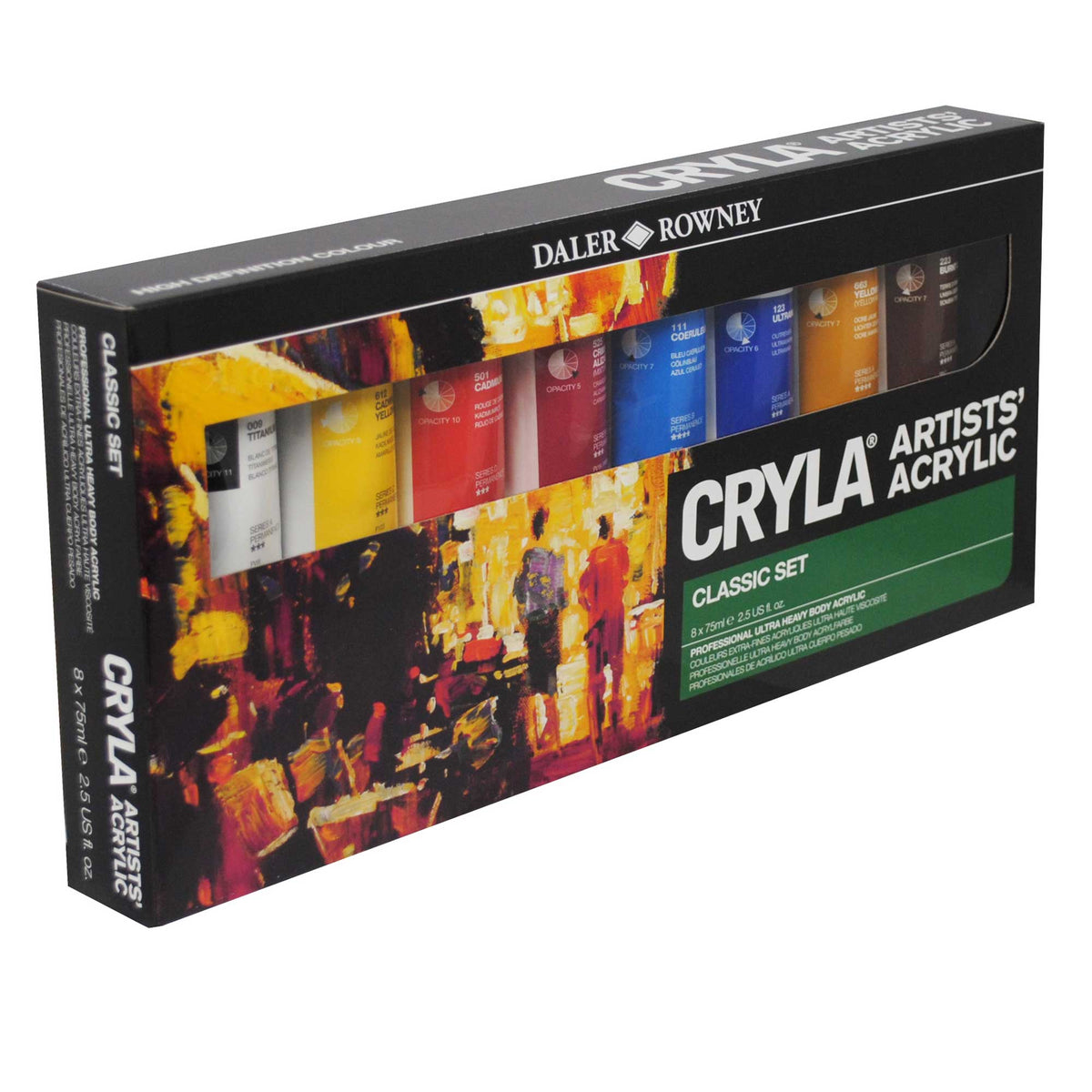 Daler-Rowney Cryla Artists Acrylic Paints - Classic Set of 8 x 75ml - Box