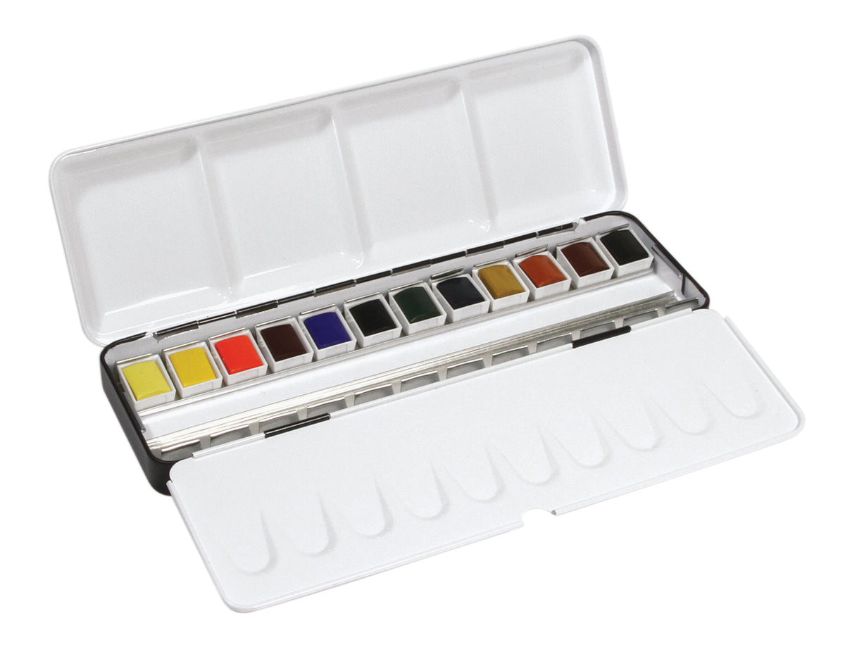Daler-Rowney Aquafine 12 Half Pans Metal Box Set