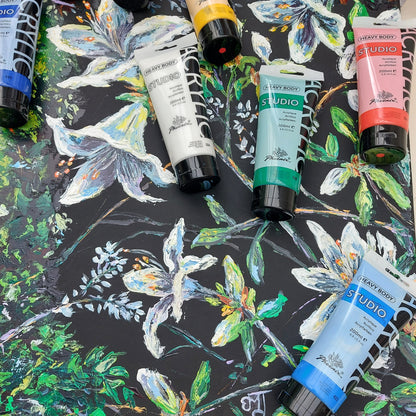 A flower painted with Studio Heavy Body Acrylic