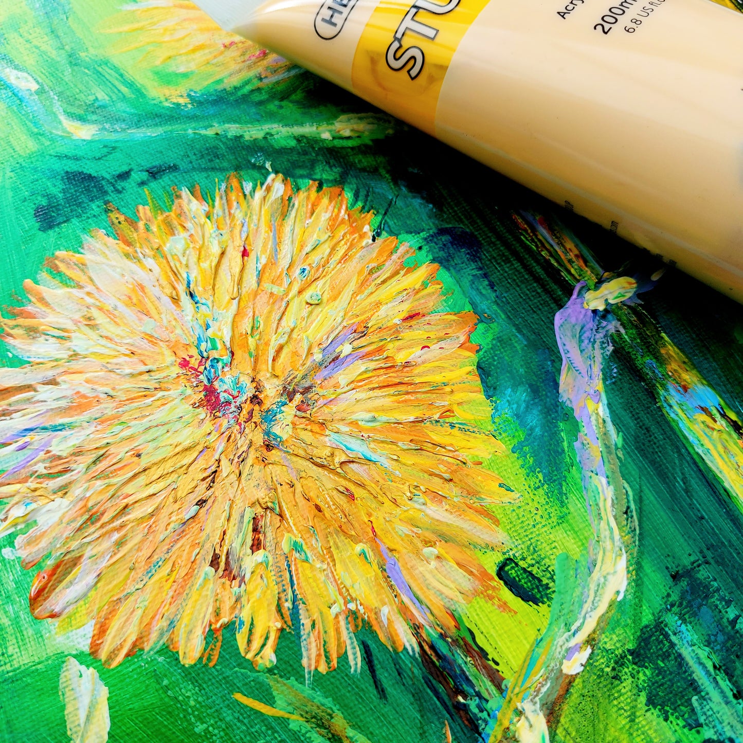 A flower painted with Studio Heavy Body Acrylic