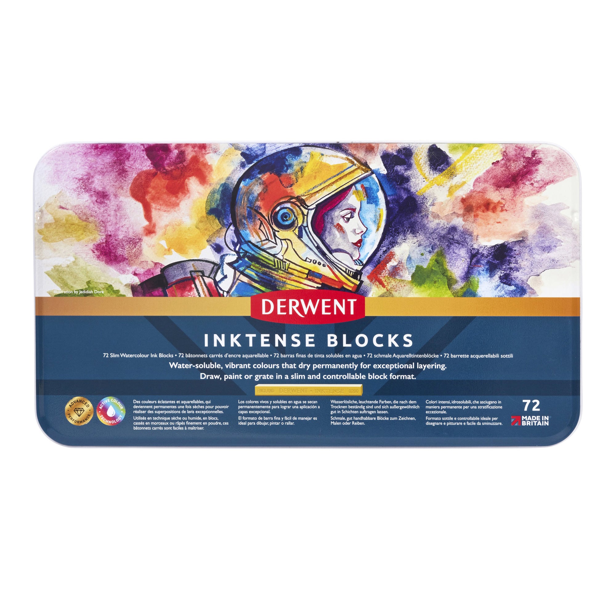 Derwent Inktense Colour Blocks - Tin of 72