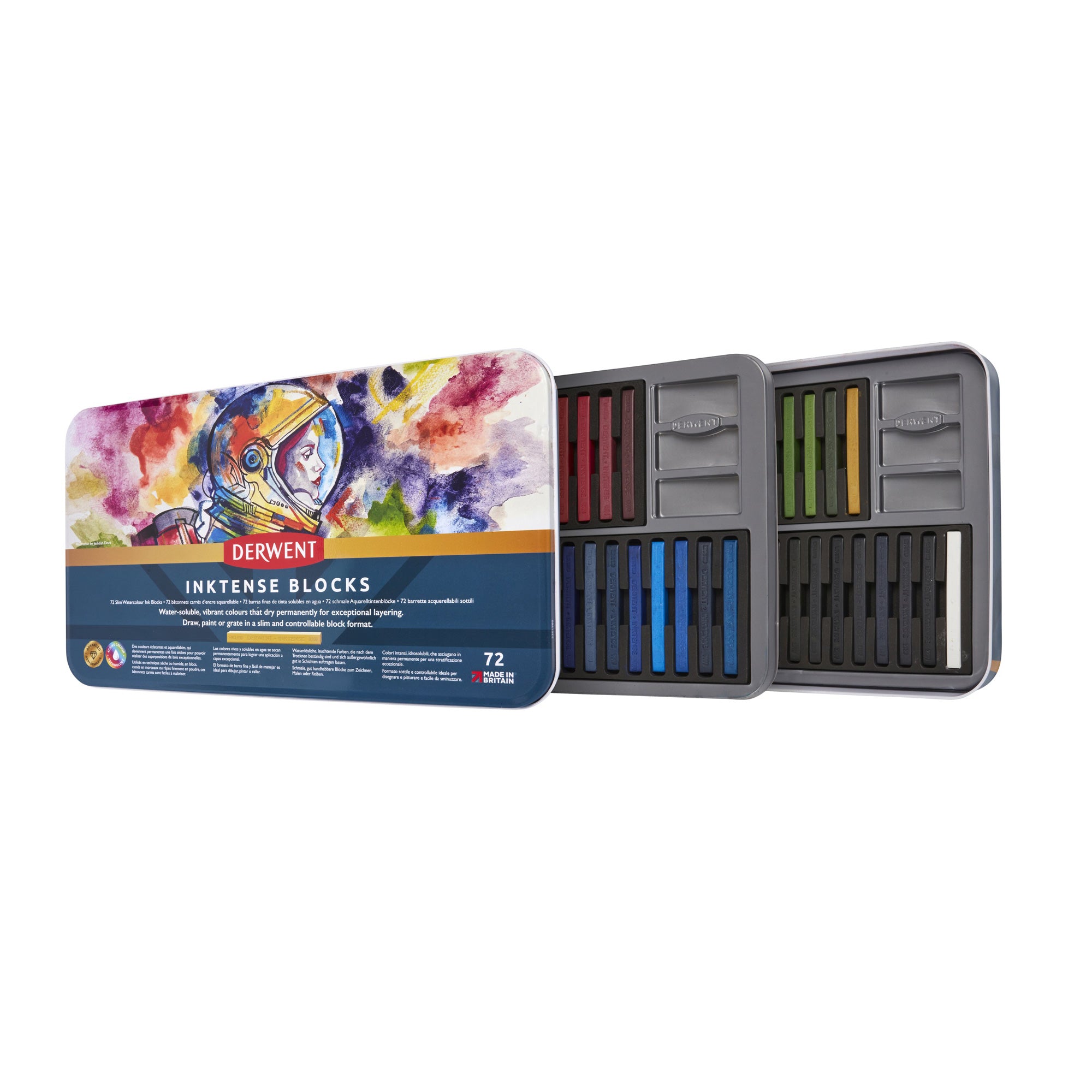 Derwent Inktense Colour Blocks - Tin of 72