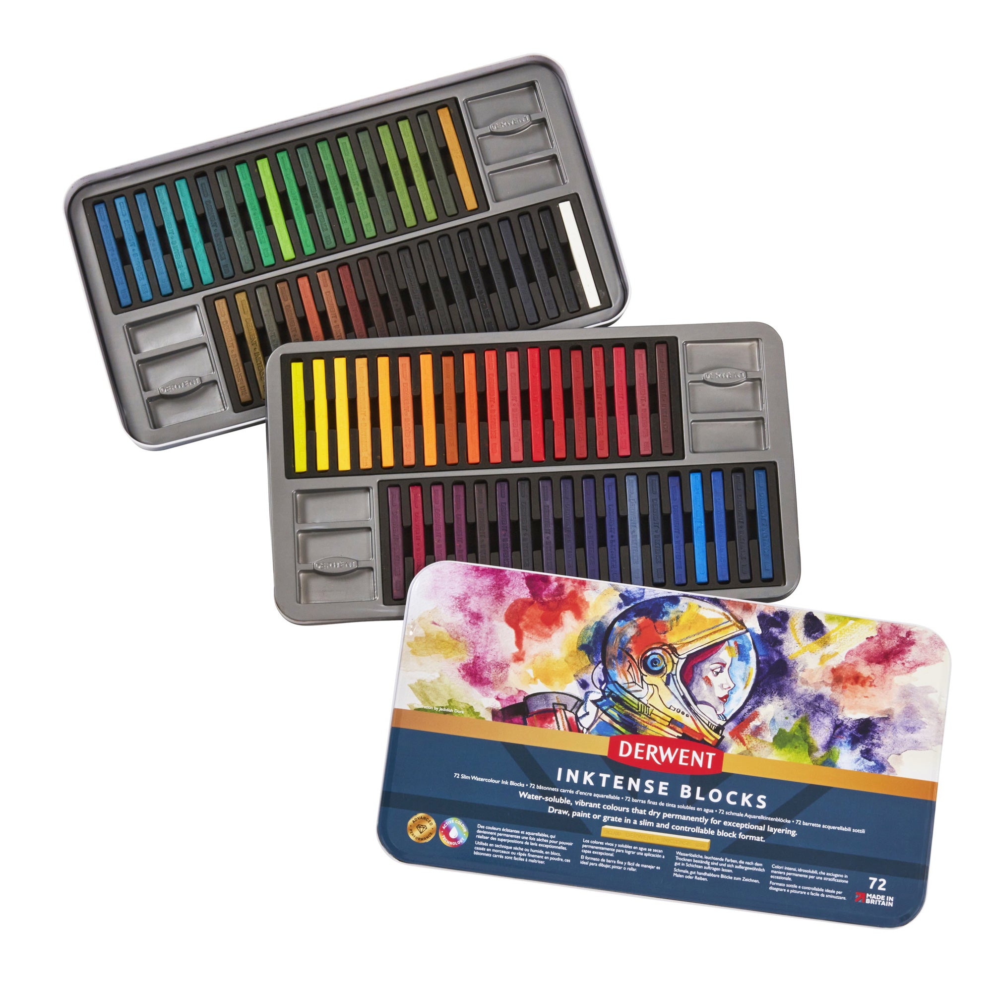 Derwent Inktense Colour Blocks - Tin of 72