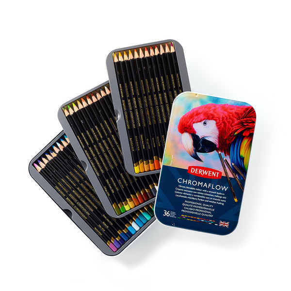 Derwent Chromaflow Pencils - Set of 36 - FREE Set of 2 Blender Pens