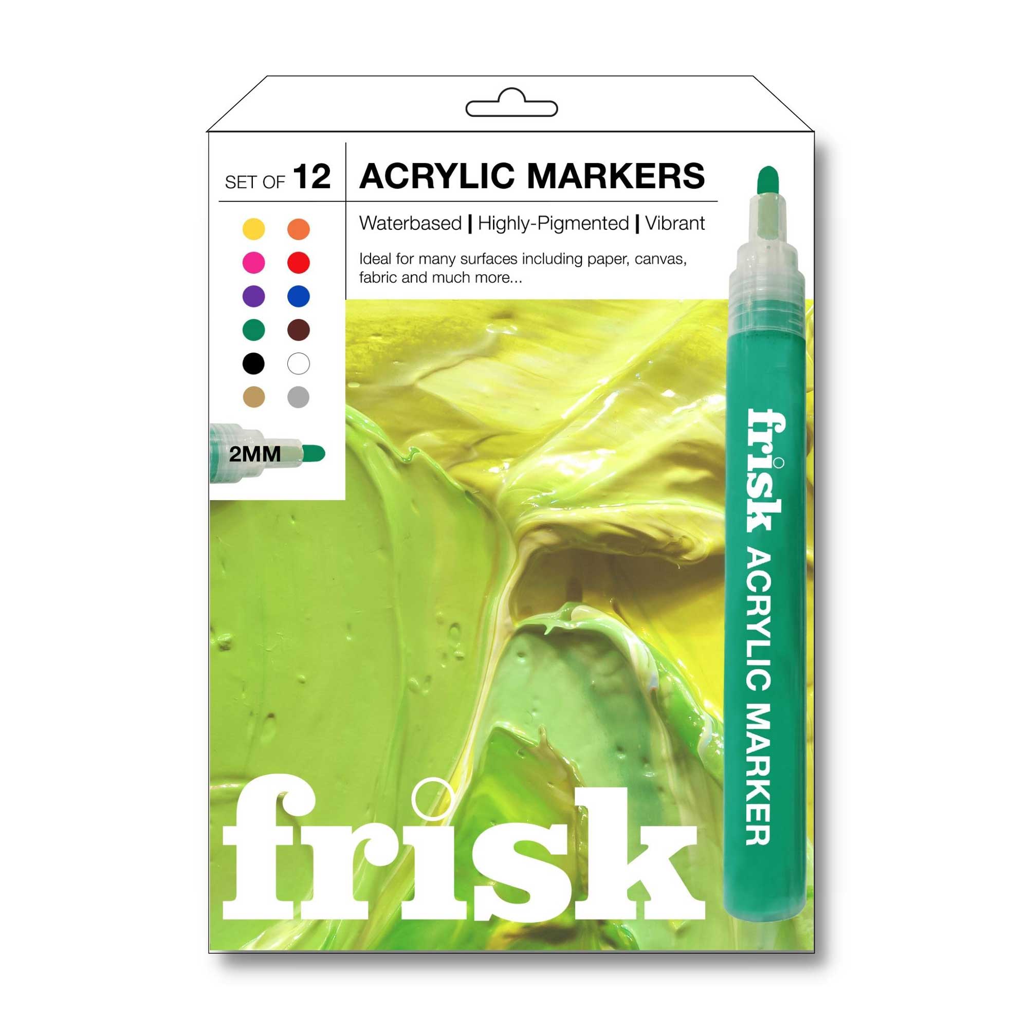 Frisk Acrylic Markers Set of 12 Marker Pens