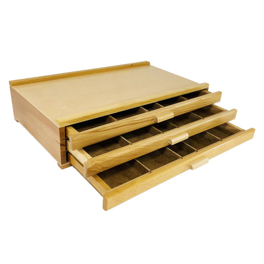 Artists Wooden Storage Cabinet - 3 Drawer open, empty