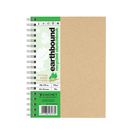 Daler-Rowney Cachet Earthbound Recycled Wire Bound Sketchbooks front cover with natural color and spiral binding.