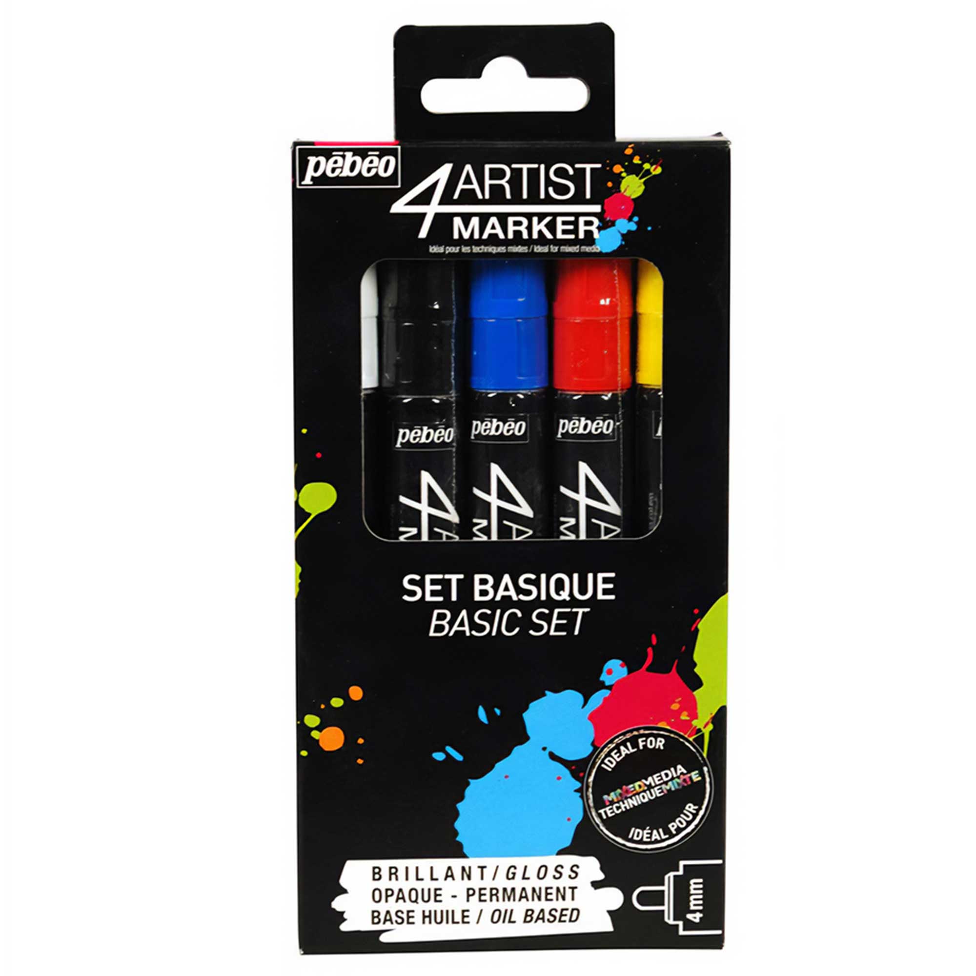 Pebeo 4Artist Set Of 5 Assorted BASIC Colours (4mm)