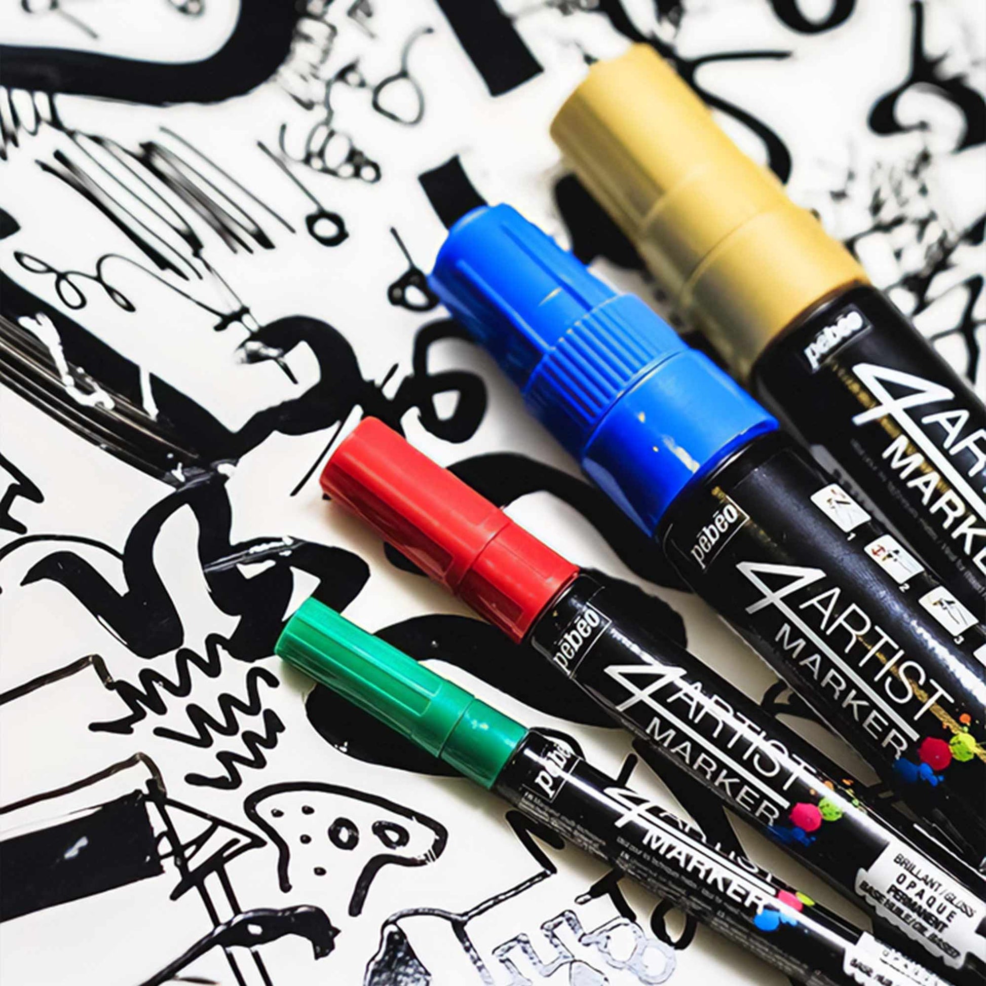 Pebeo 4Artist Set Of 5 Assorted BASIC Colours (4mm)