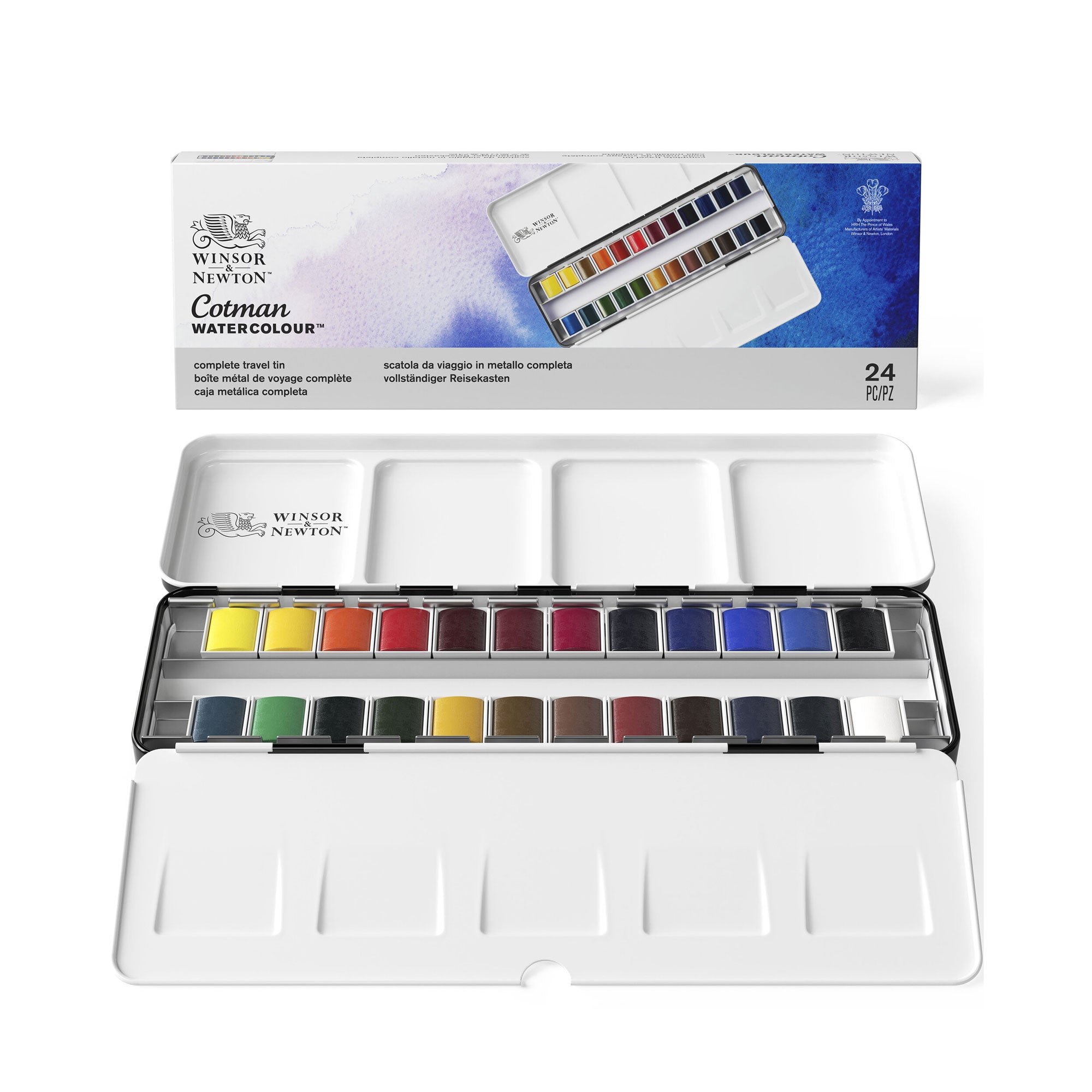 Winsor & Newton Cotman Watercolours Complete Travel Tin - 24 Half Pans