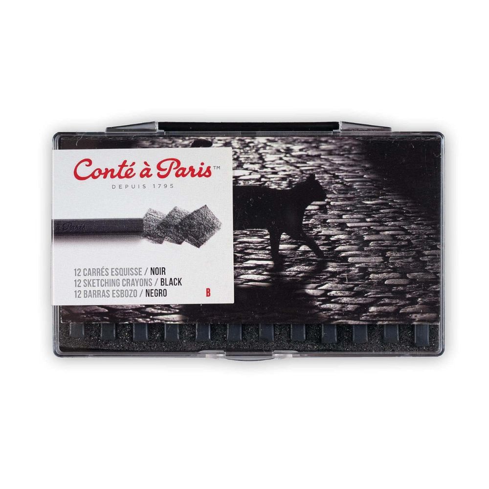 Conte a Paris : Carres : Sketching Crayon : Black : B : Set of 12