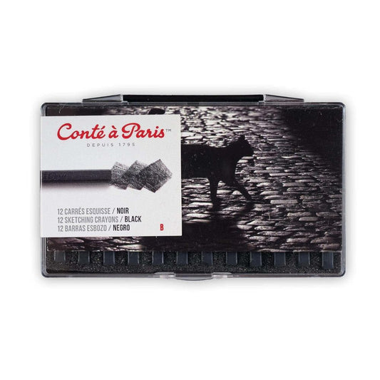 Conte a Paris : Carres : Sketching Crayon : Black : B : Set of 12