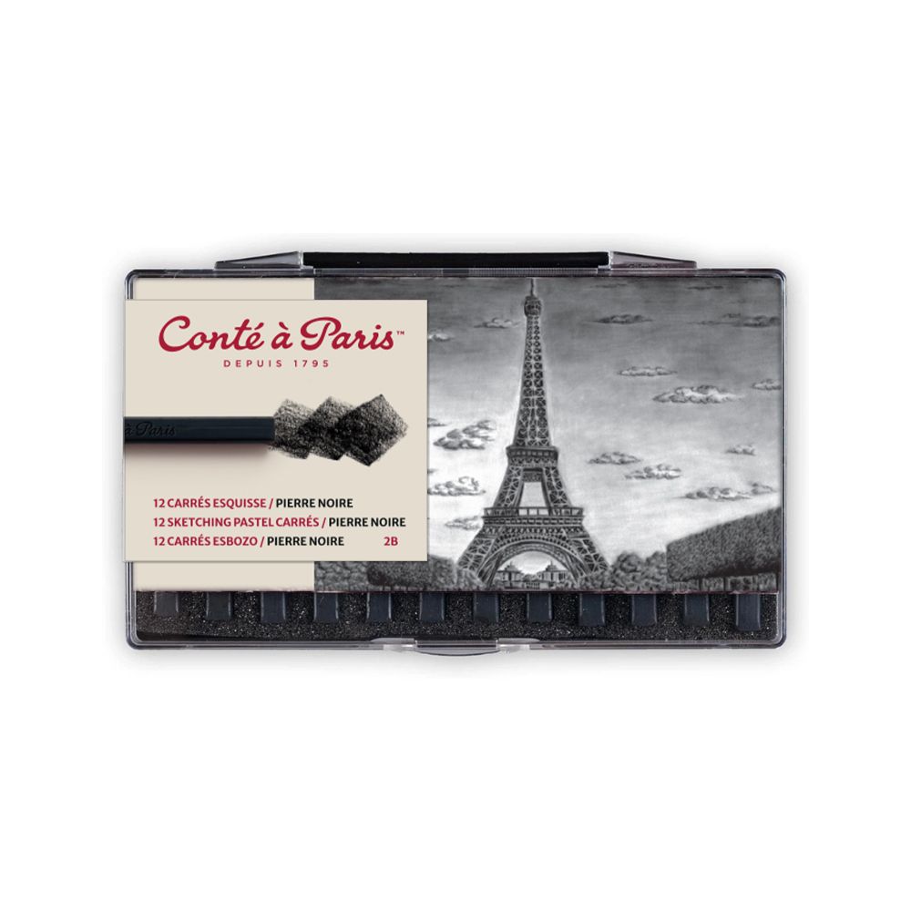 Conte a Paris : Carres : Sketching Crayon : Black : 2B : Set of 12