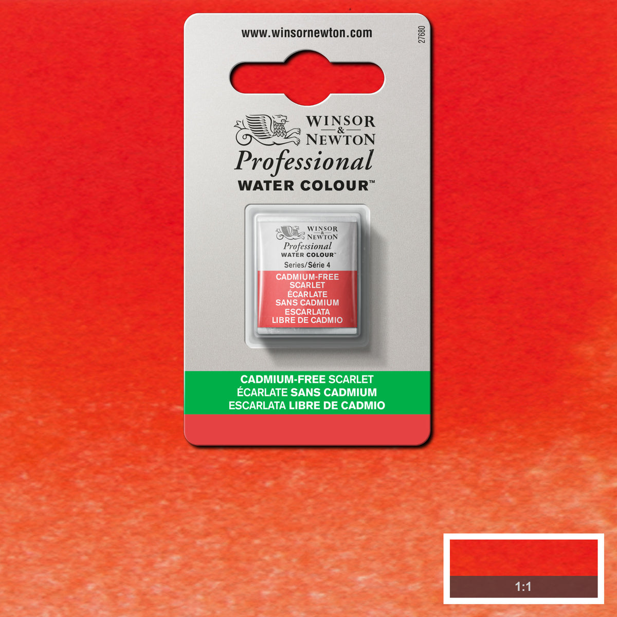 Winsor &amp; Newton Professional Watercolour Half Pans - Cadmium Free Scarlet