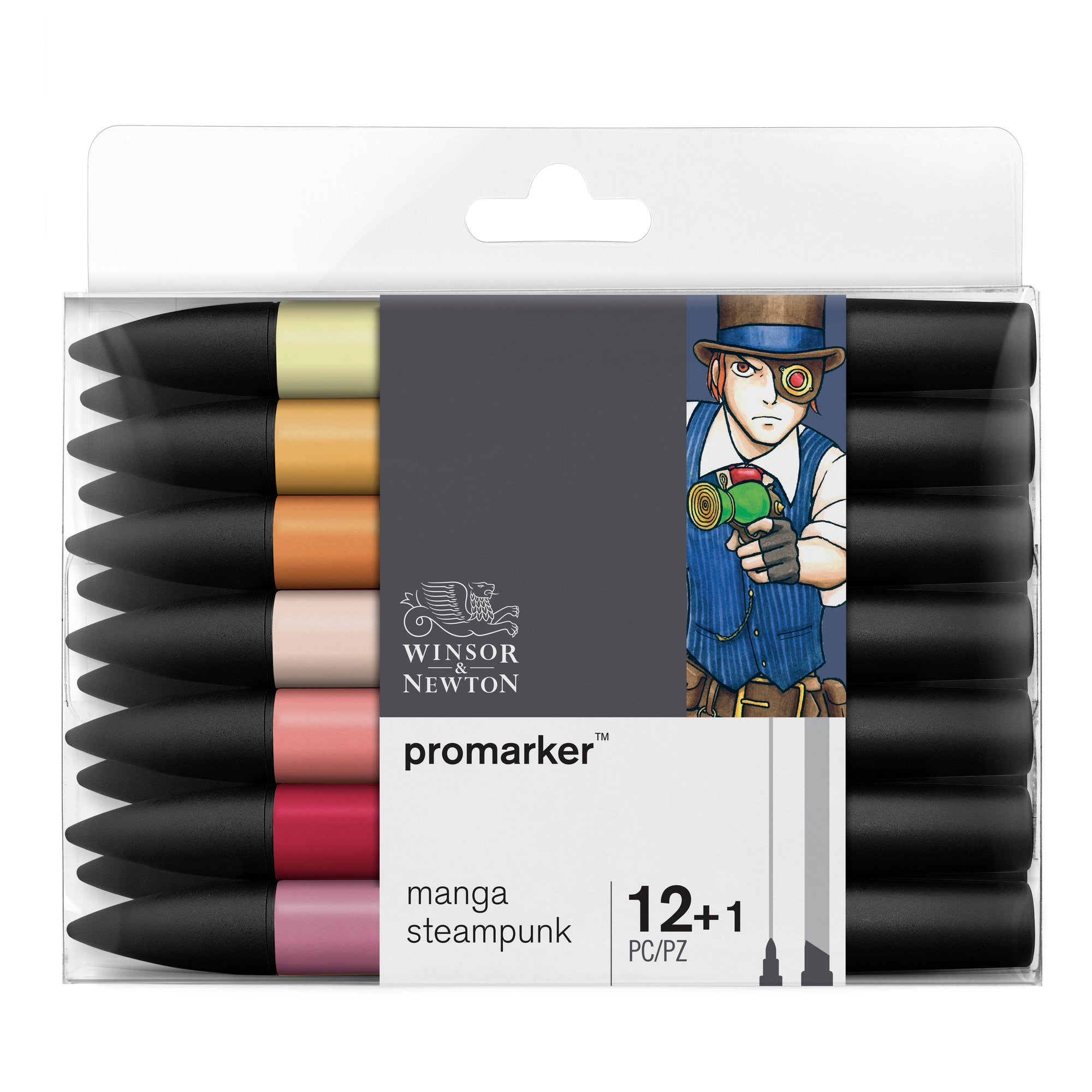 Winsor & Newton Promarker Manga Steampunk Set of 12 + Blender - In packaging