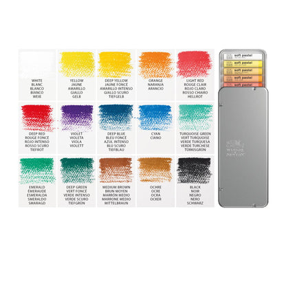 Winsor & Newton Fine Artists' Soft Pastels - Swatches of colours included in the Assorted Set of 15