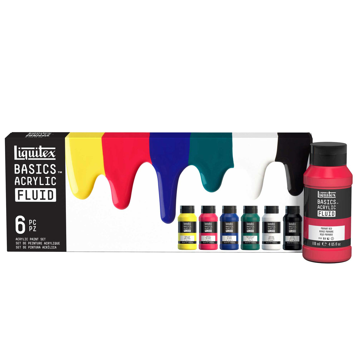 Liquitex Basics Acrylic Fluid - 118ml - Set of 6 Assorted Colours