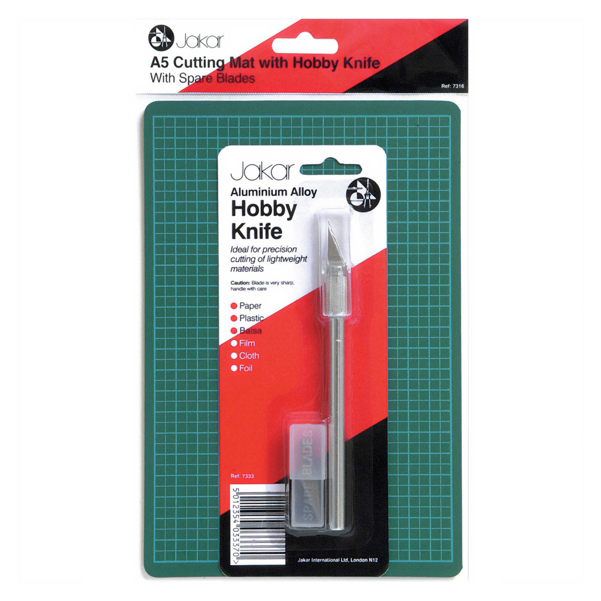 Jakar A5 Cutting Mat with Hobby Knife and 5-pack of Blades