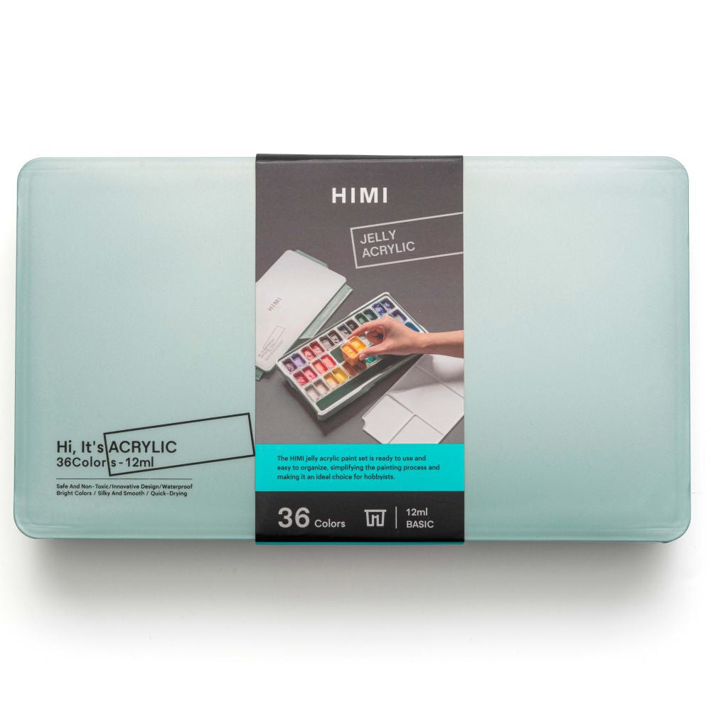 HIMI : Jelly Cup Acrylic : 12ml Twin Cups : Set of 36 Colours : Plastic  Case : Pearl Green