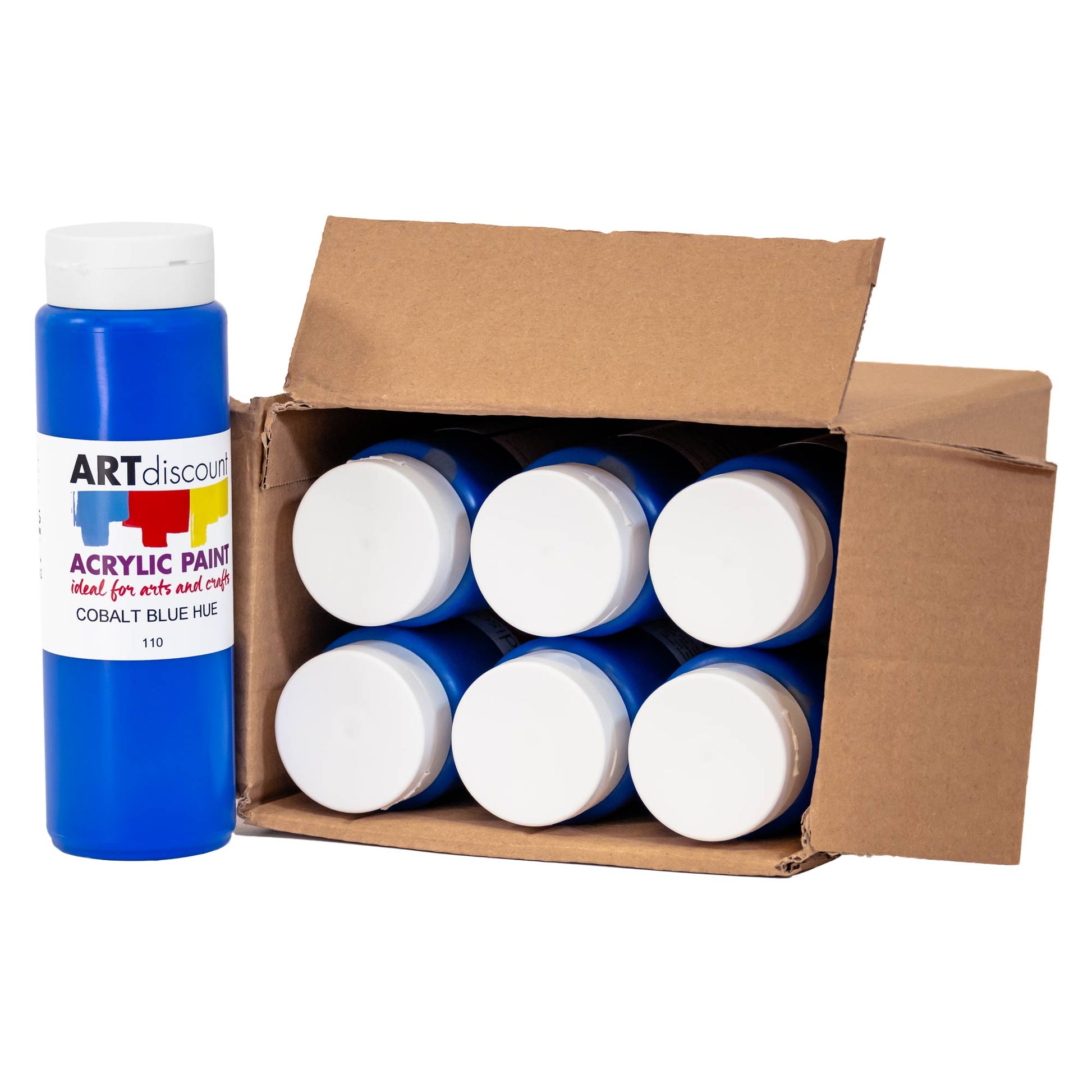 ARTdiscount Acrylic Paint 500ml - Single Colour - Pack of 6